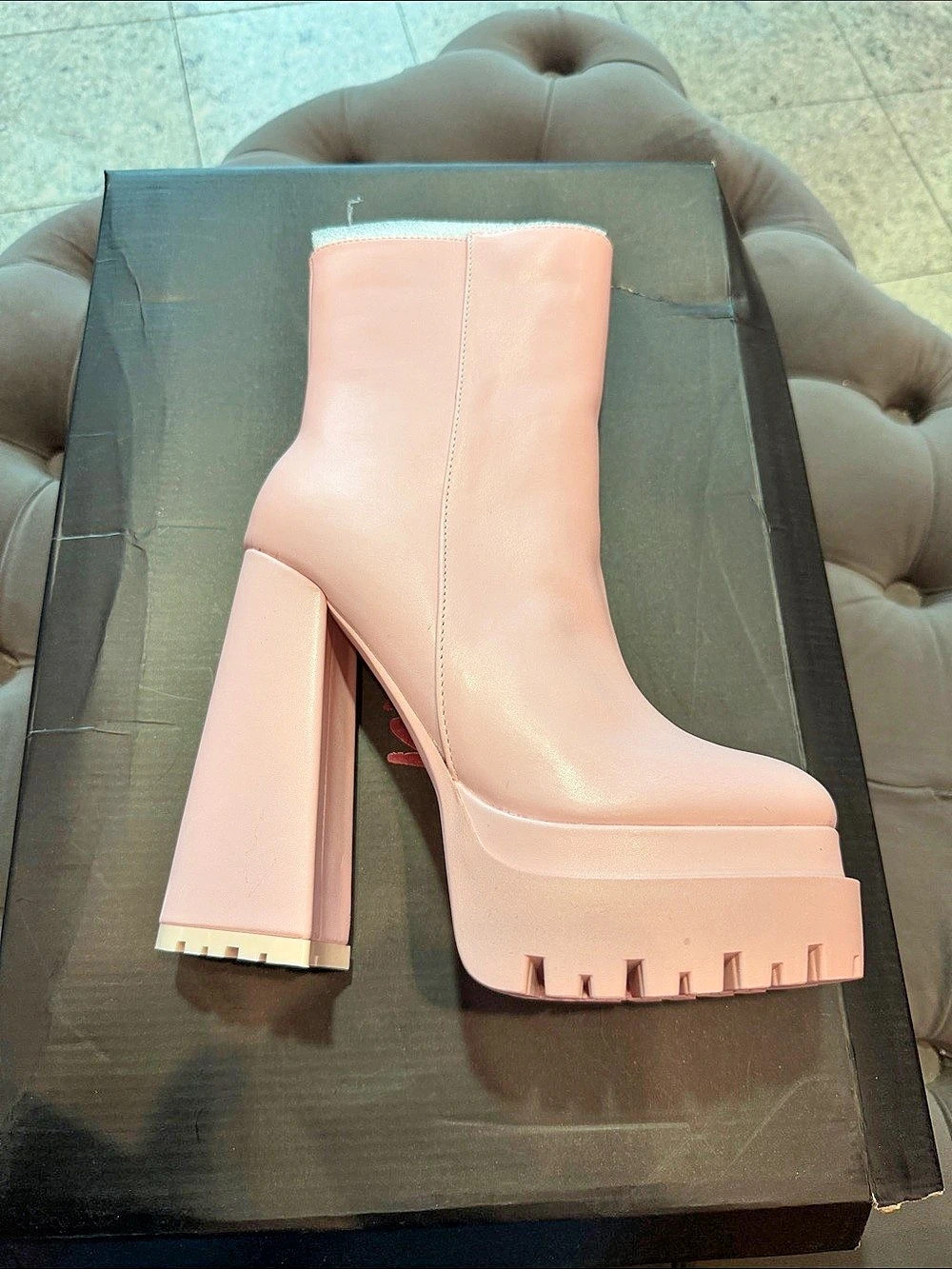 Cobra Pink Patent Platform Boot Pink Heels